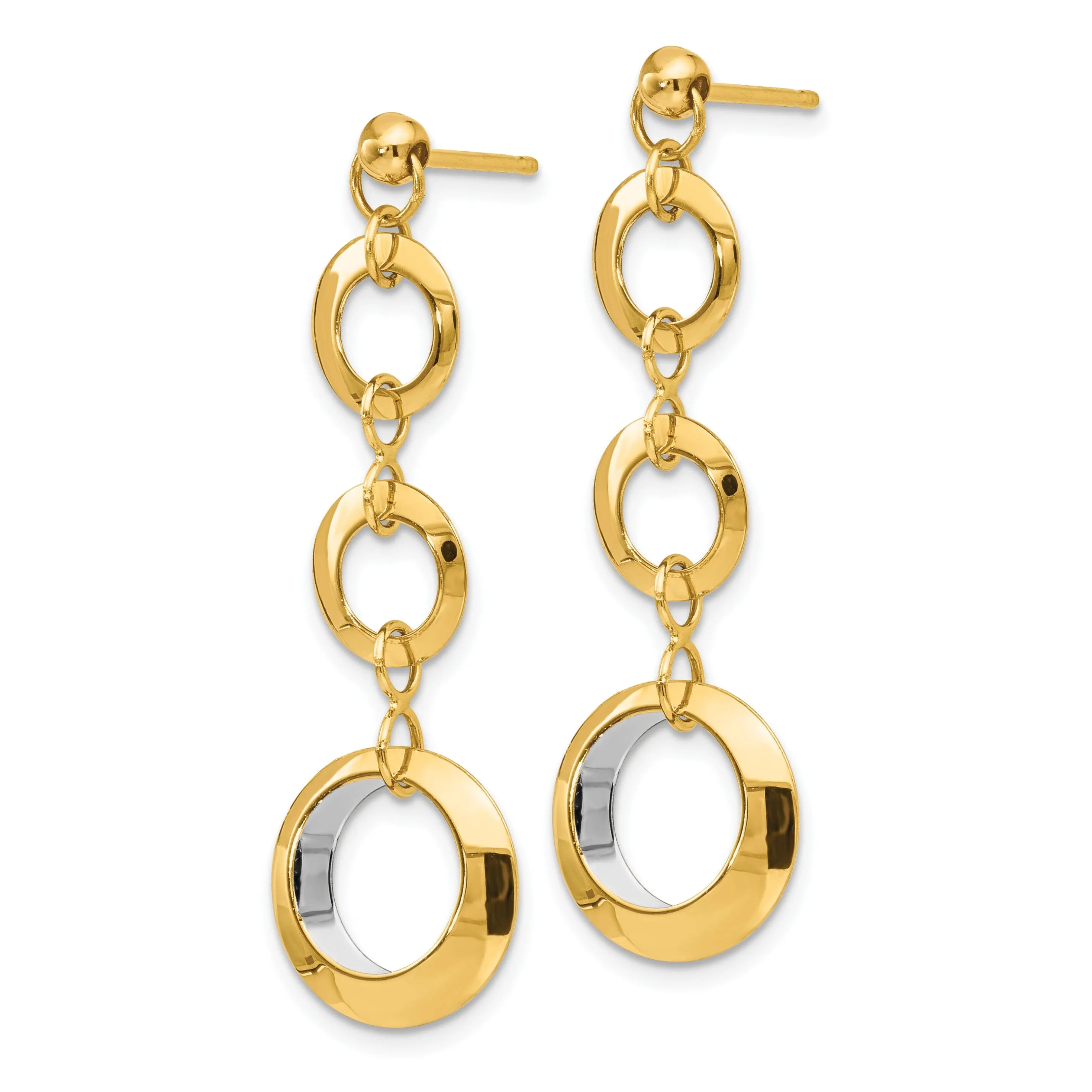 14k Two Tone Gold Circle Post Earrings