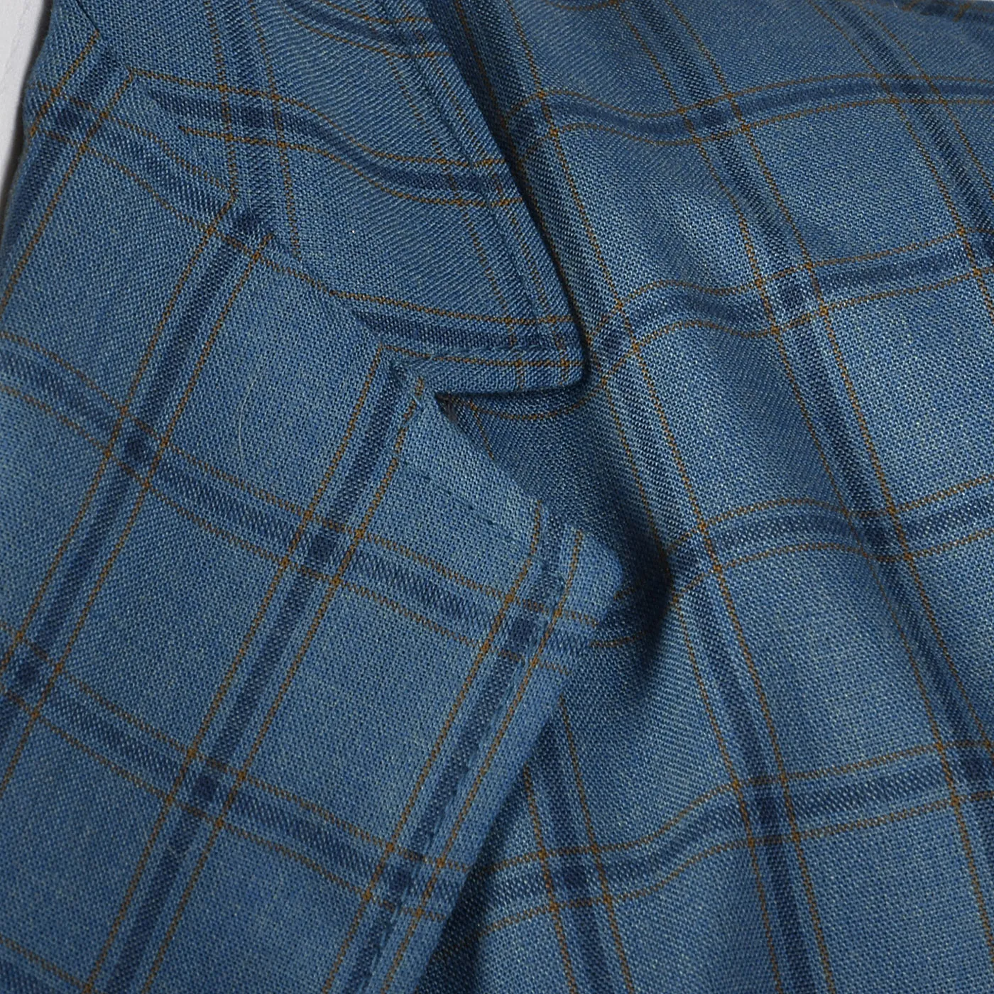 1960s Blue Windowpane Plaid Casual Jacket