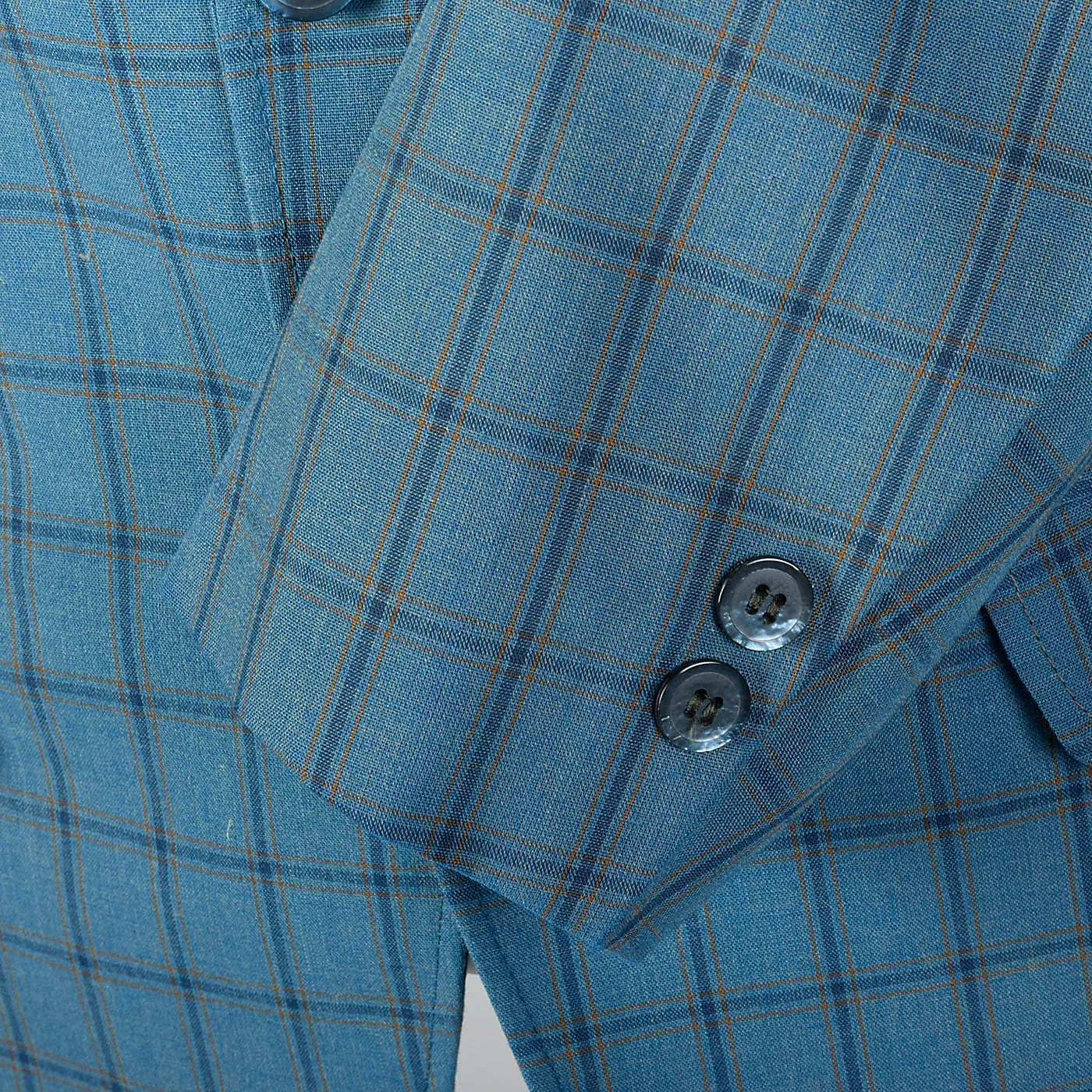 1960s Blue Windowpane Plaid Casual Jacket