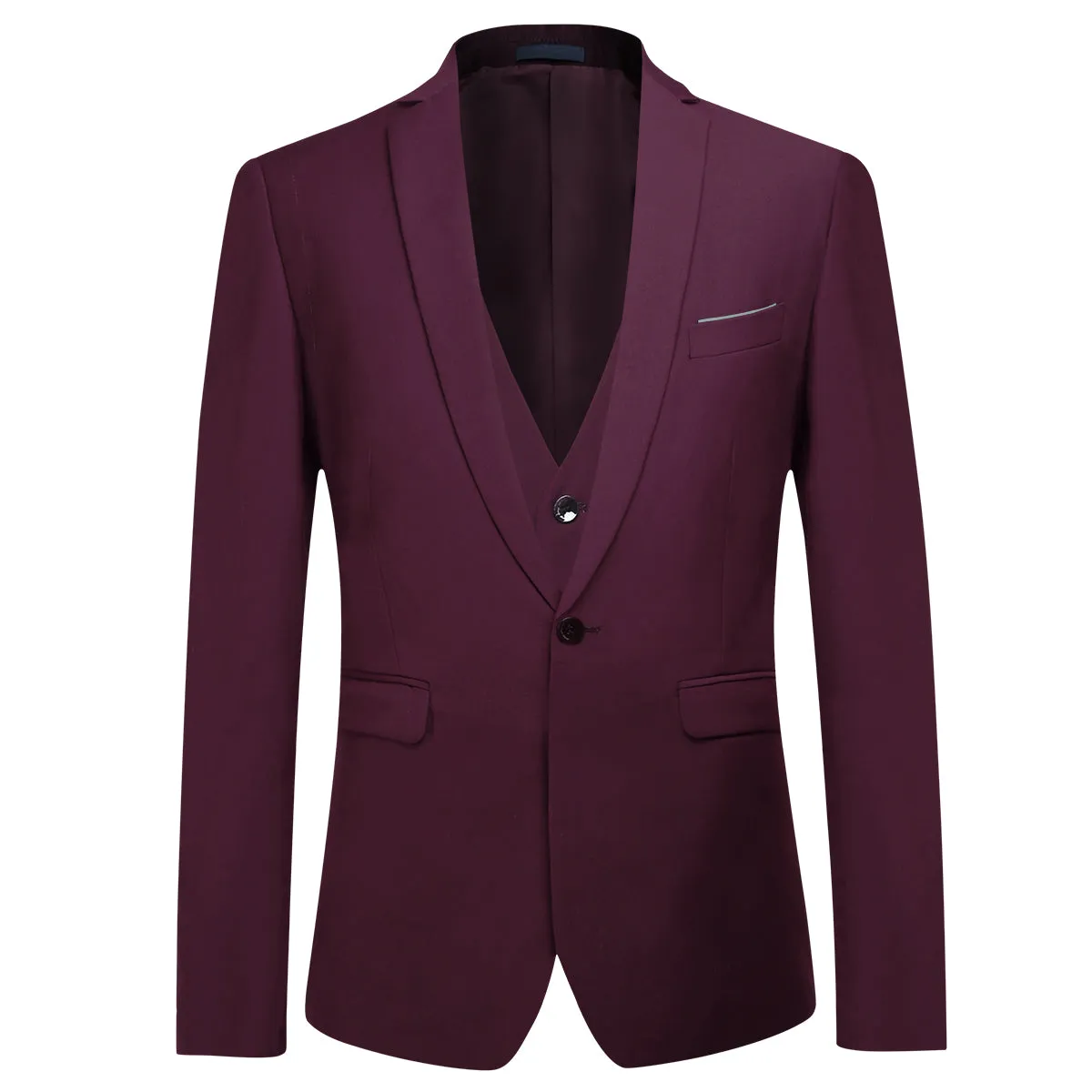 3-Piece Slim Fit Classic Maroon Suit Dark Red