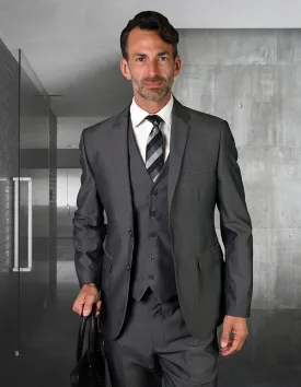 3pc Slim Fit Suit| SW-203| Grey