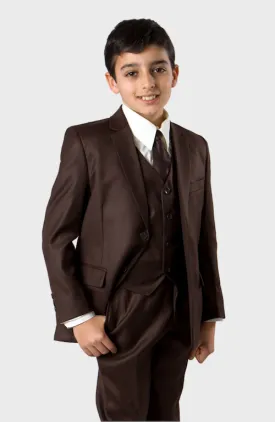 5 Piece Brown Boys 2 Button Suit