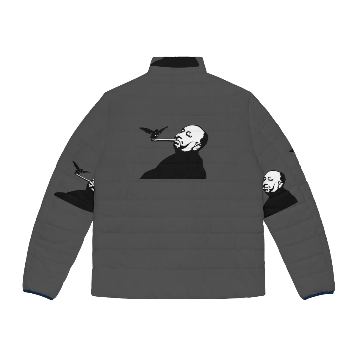 Alfred Hitchcock Inspired Puffer Jacket | Graphic B&W Fan Art