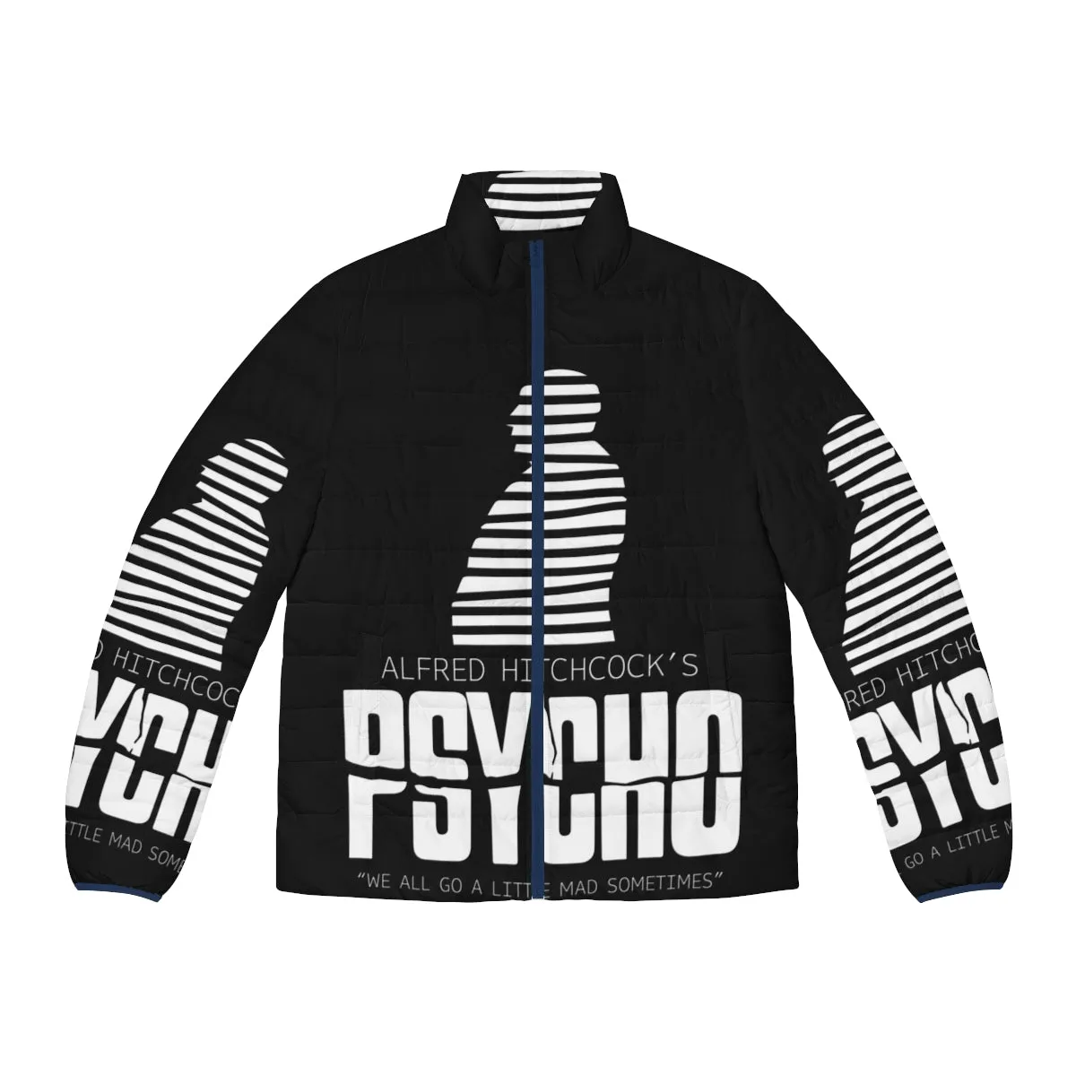 Alfred Hitchcock Psycho Black and White Puffer Jacket