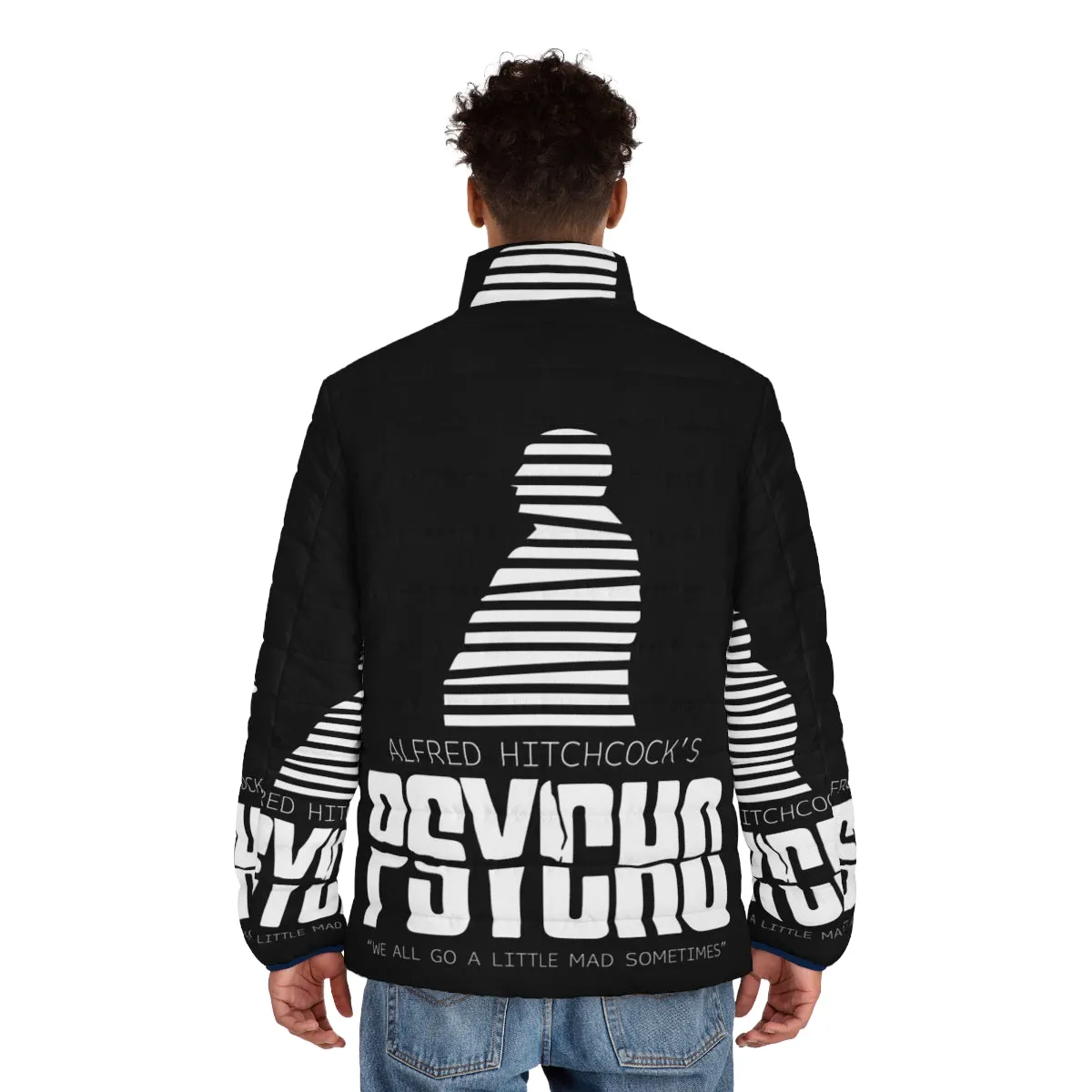 Alfred Hitchcock Psycho Black and White Puffer Jacket