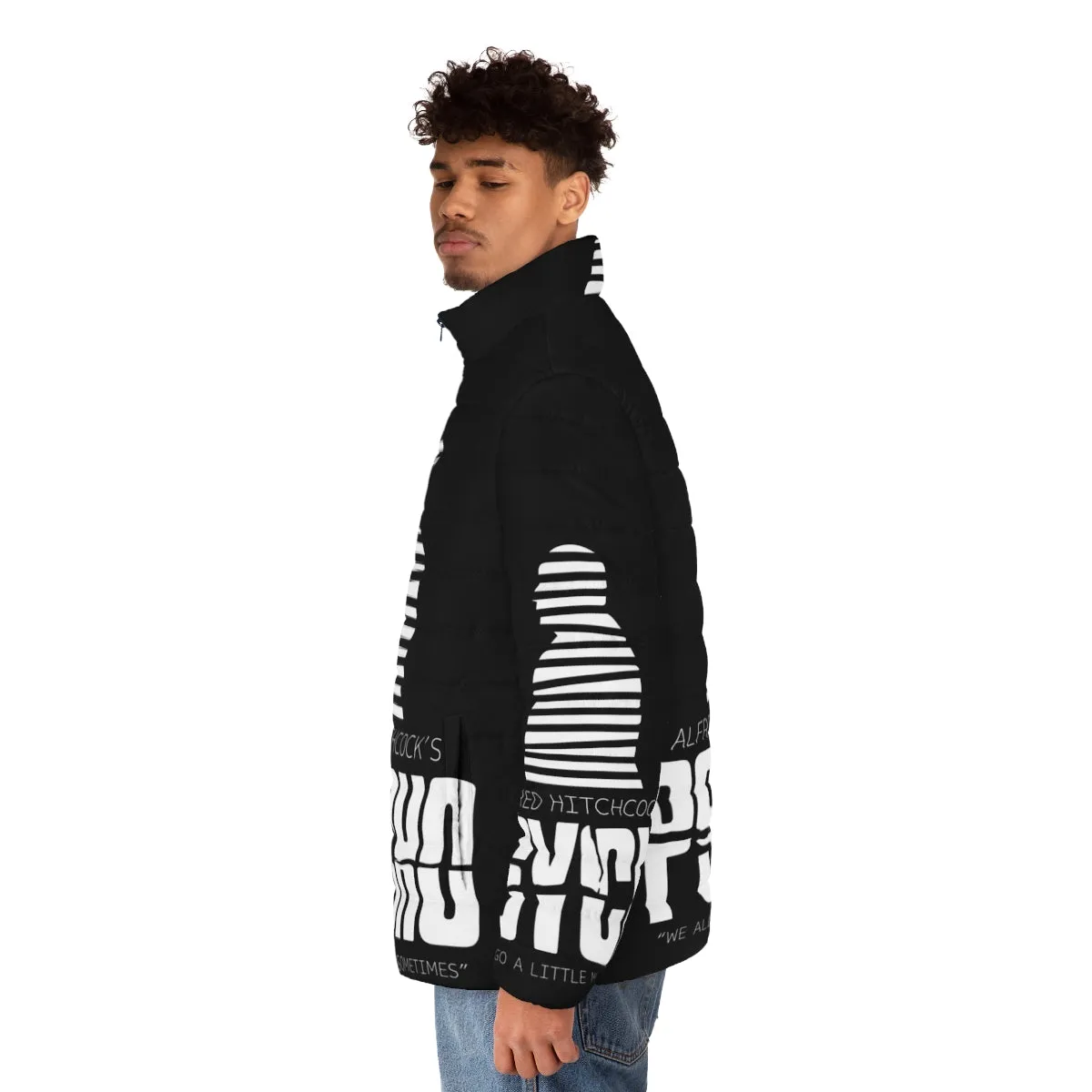 Alfred Hitchcock Psycho Black and White Puffer Jacket