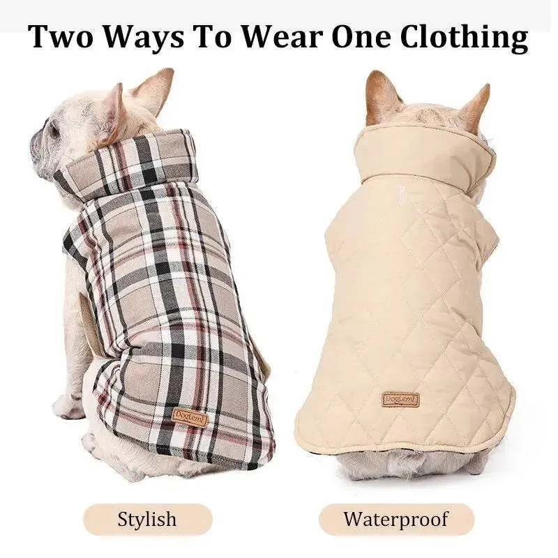 Anniepaw Highland Hound Dual Elegance: Plaid & Solid Turtleneck