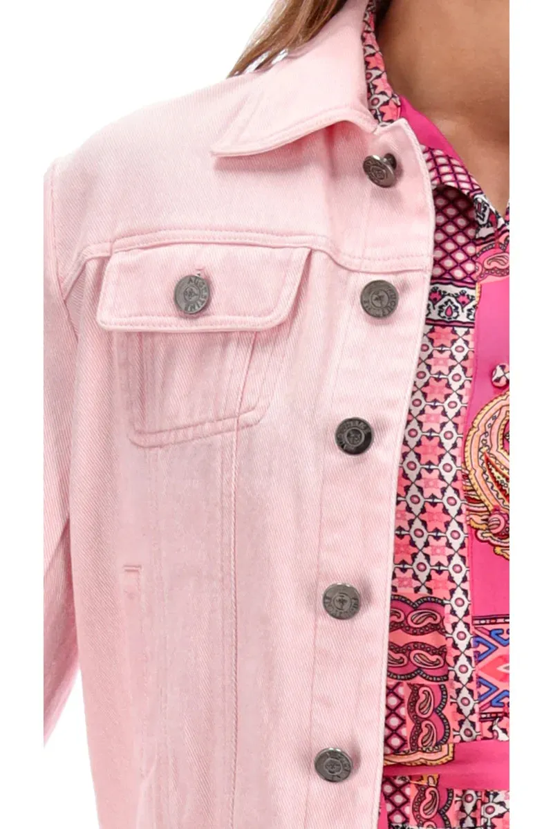 Augustine Jewels Denim Jacket in Black or Pink