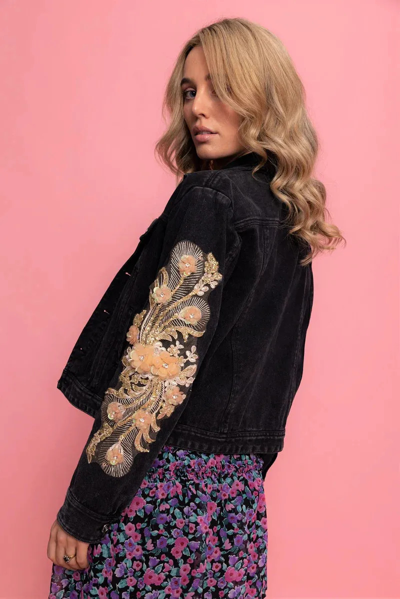 Augustine Jewels Denim Jacket in Black or Pink