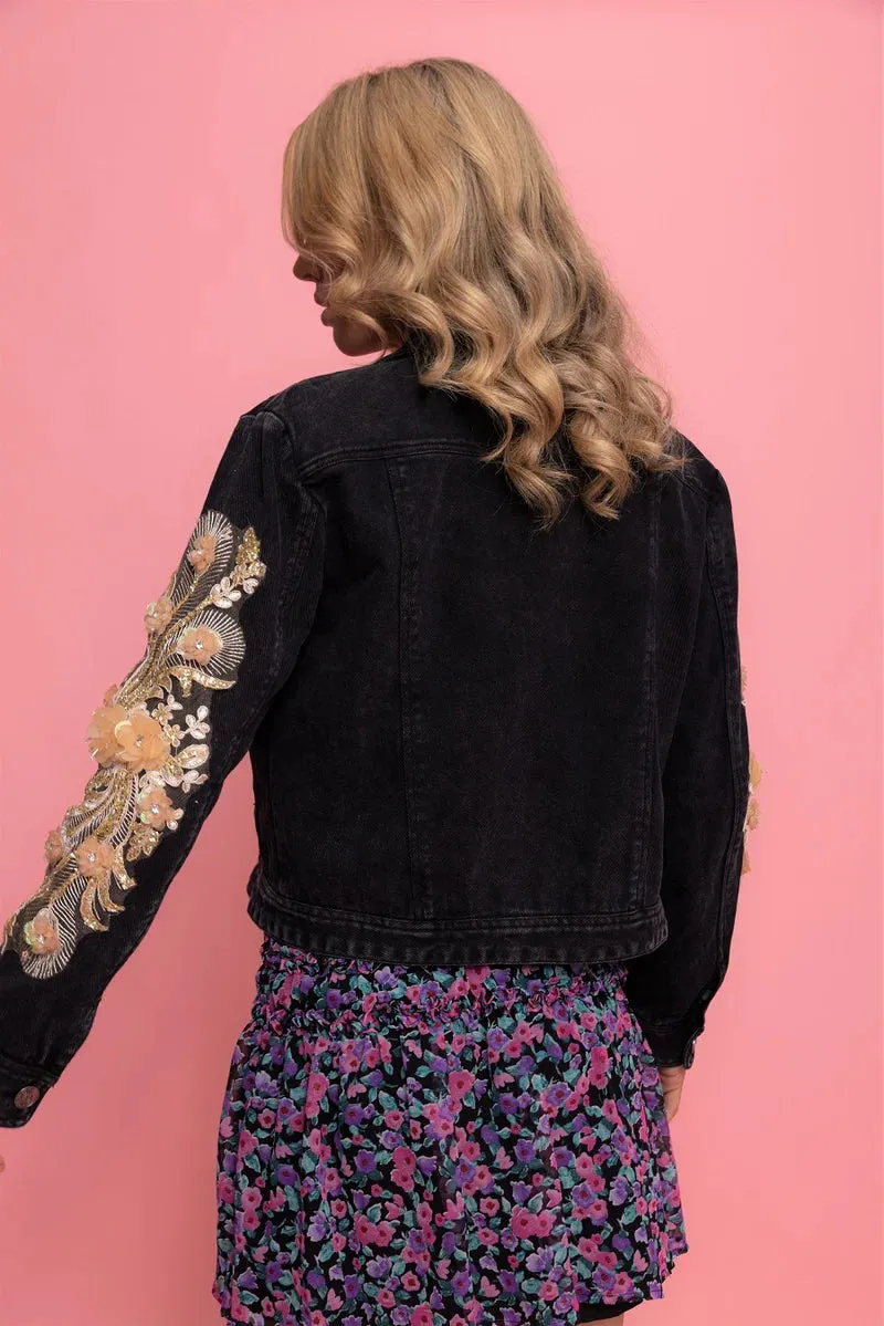 Augustine Jewels Denim Jacket in Black or Pink