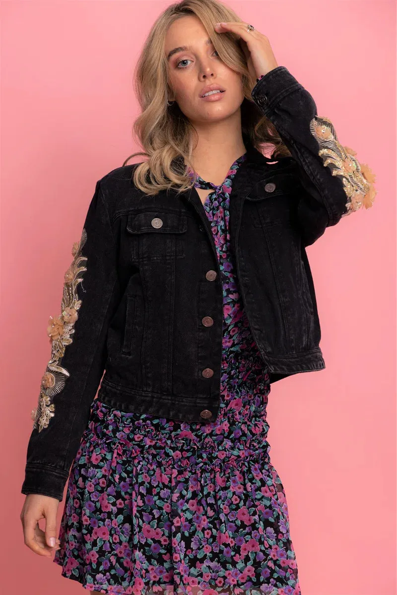 Augustine Jewels Denim Jacket in Black or Pink