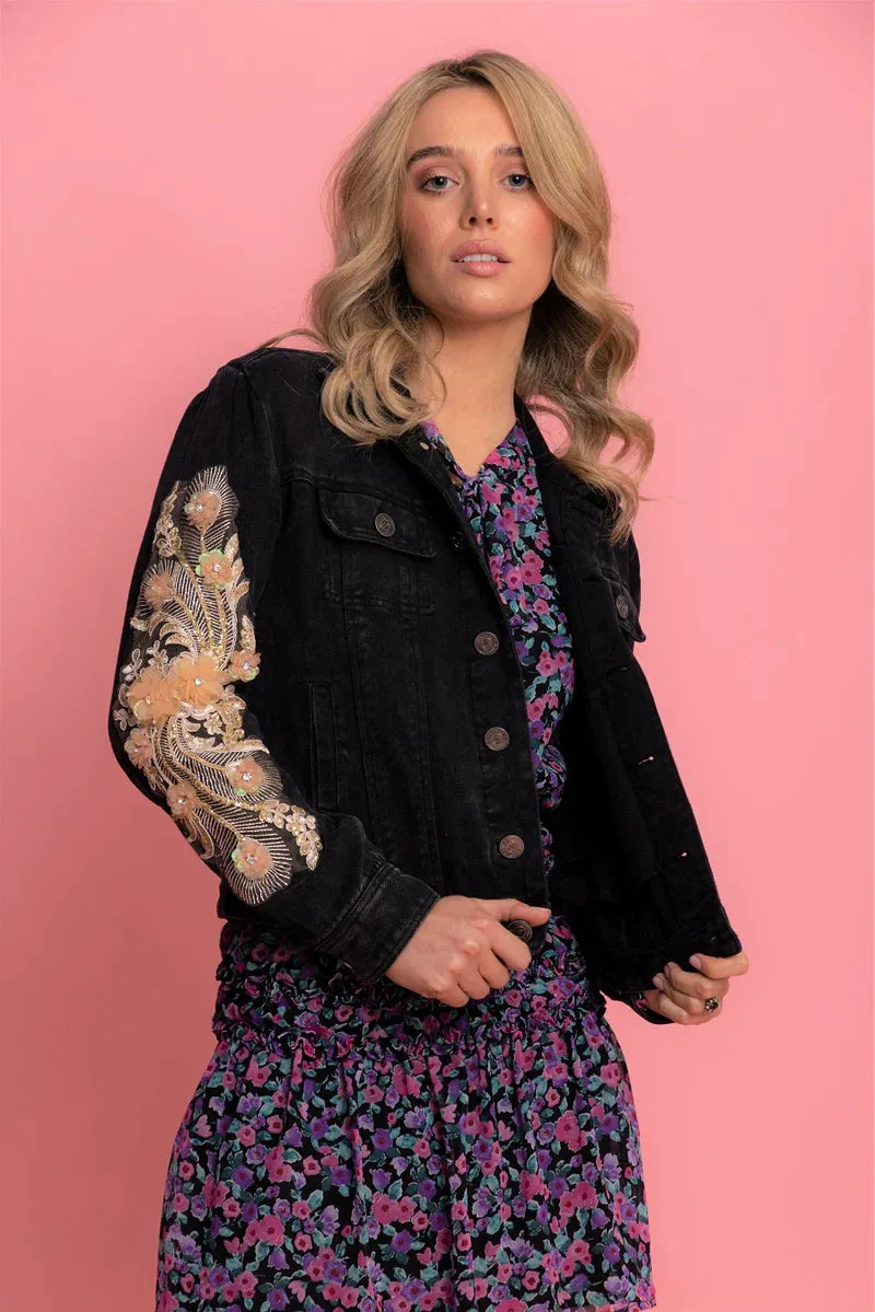 Augustine Jewels Denim Jacket in Black or Pink