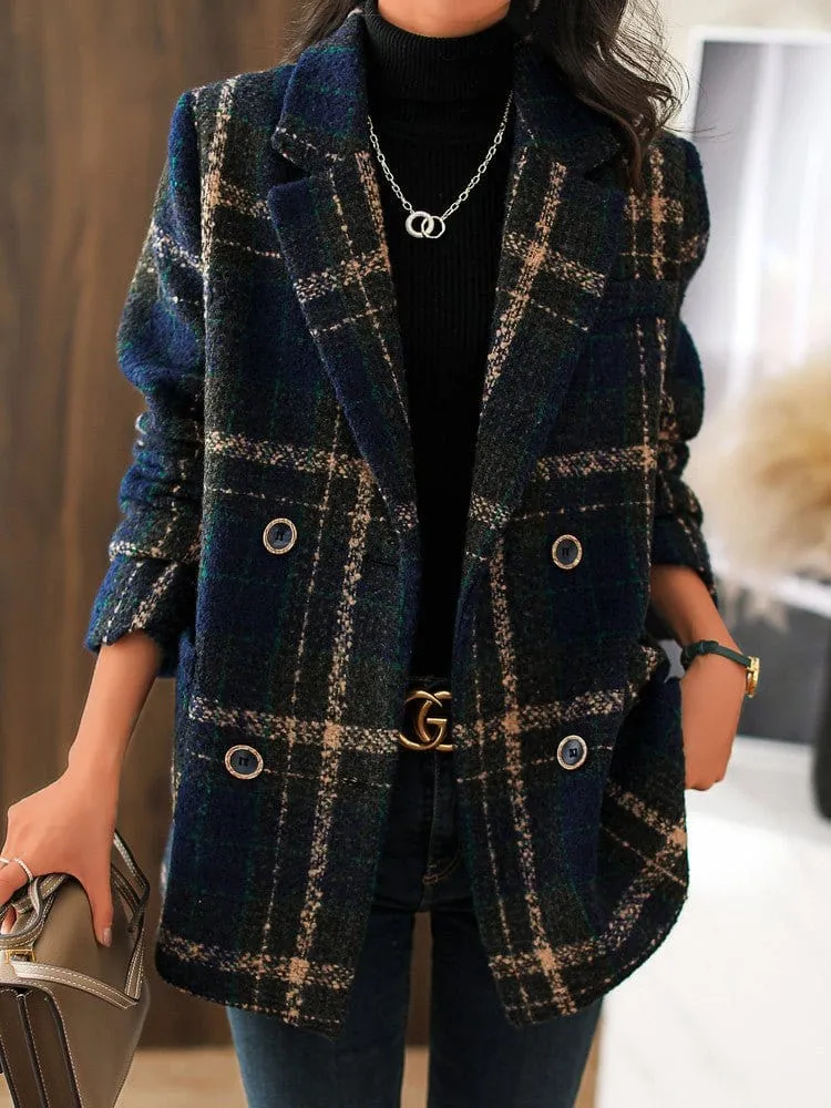 Autumn Winter Plaid Coat