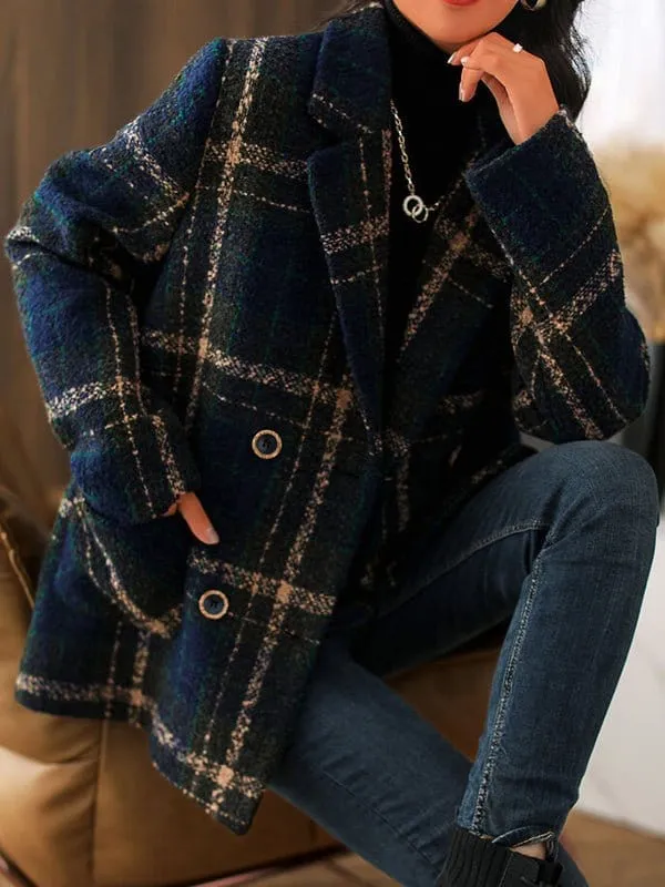 Autumn Winter Plaid Coat