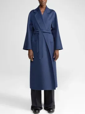 Belted Cashmere and Wool Coat in Blue