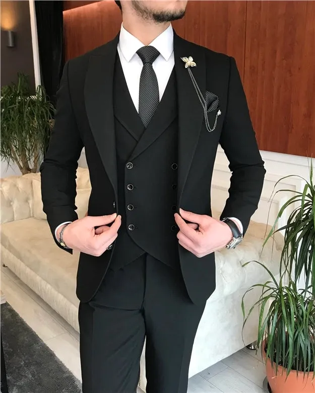 Black Single Breasted 3 Piece Suit by Italian Vega® [James Bond Edition]