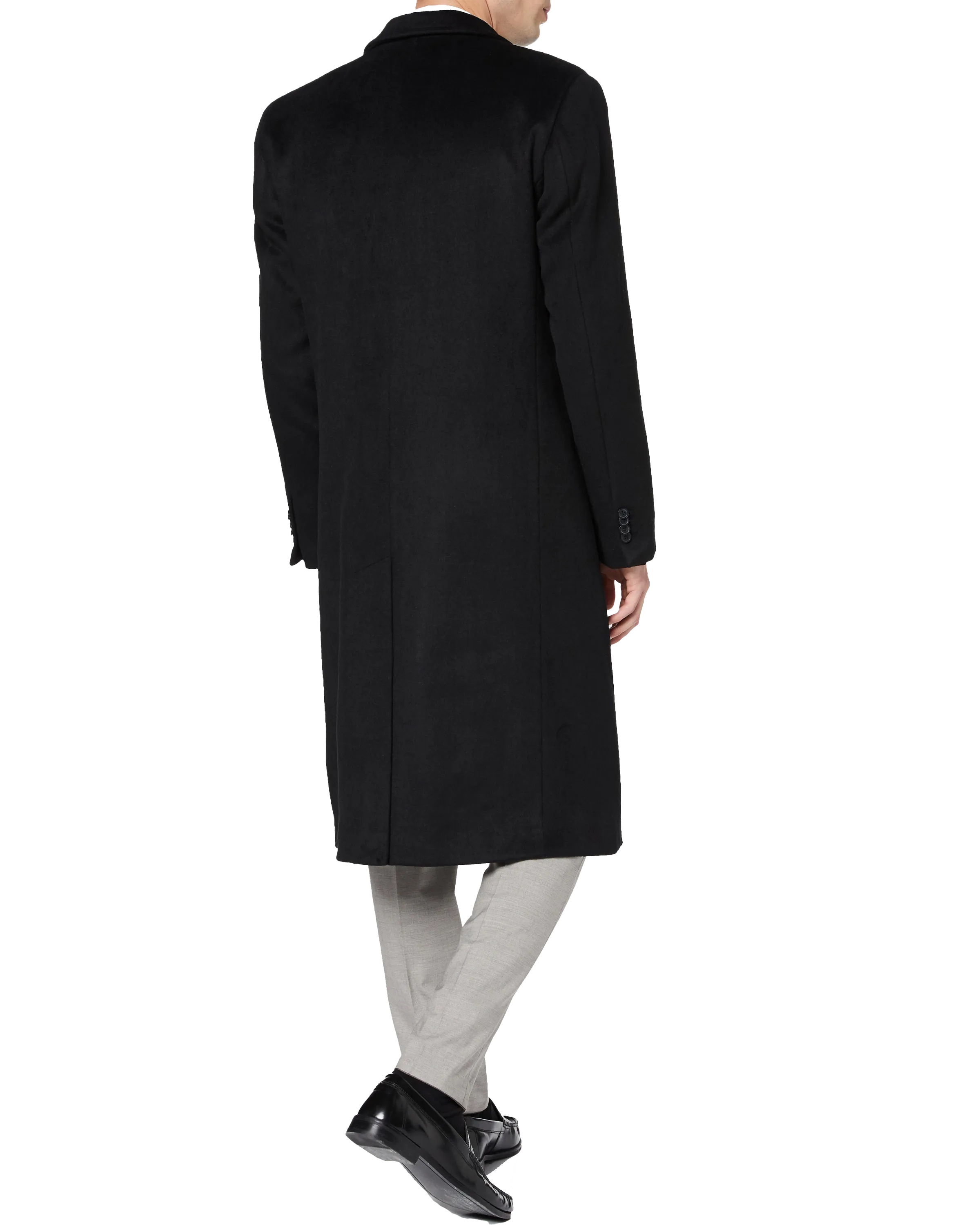 Black Wool Cashmere Long Overcoat