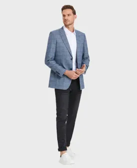 Blue Slim Fit Plaid Sports Coat