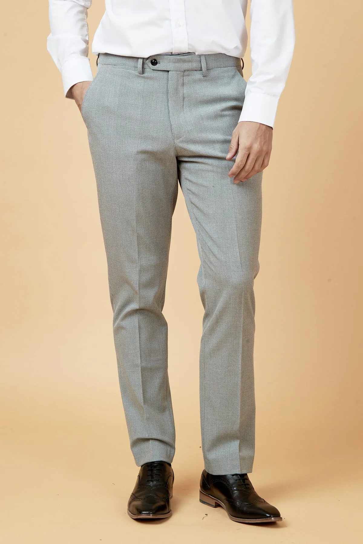 BROMLEY - Silver Grey Check Three Piece Suit