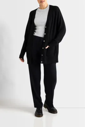 Cashmere James Boyfriend Cardigan in Black