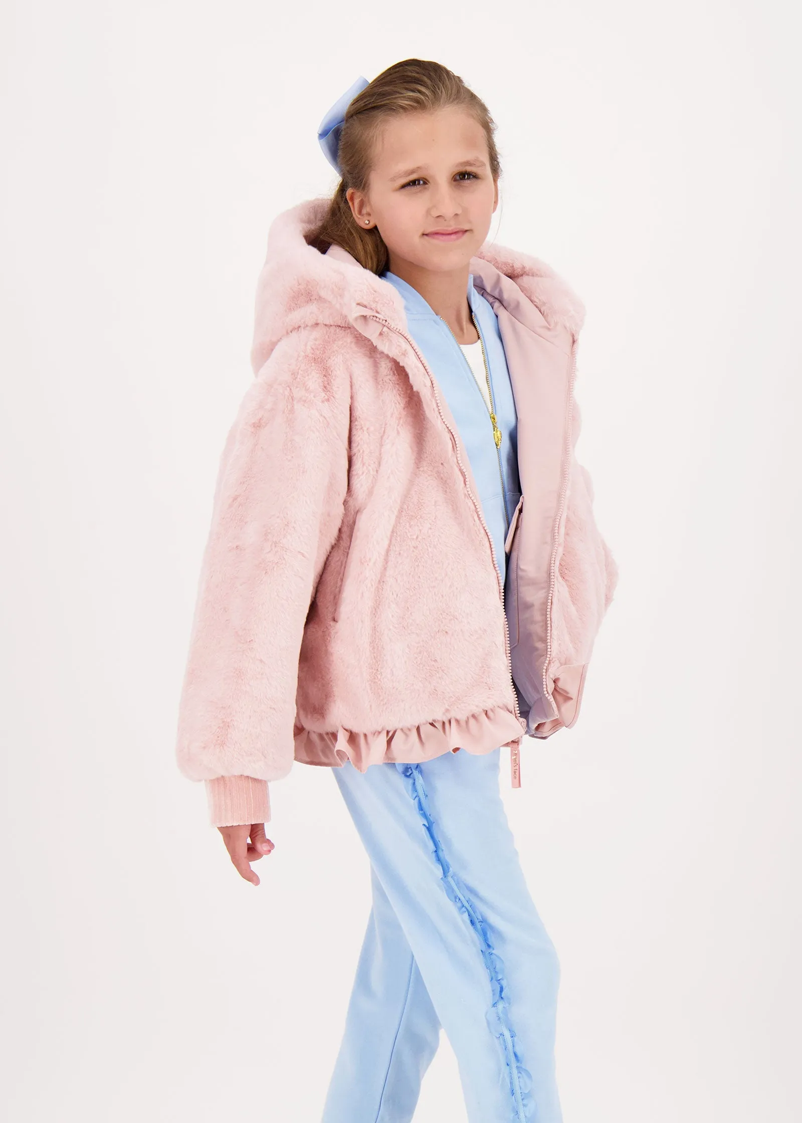 Cathleen Reversible Hooded Coat Pink