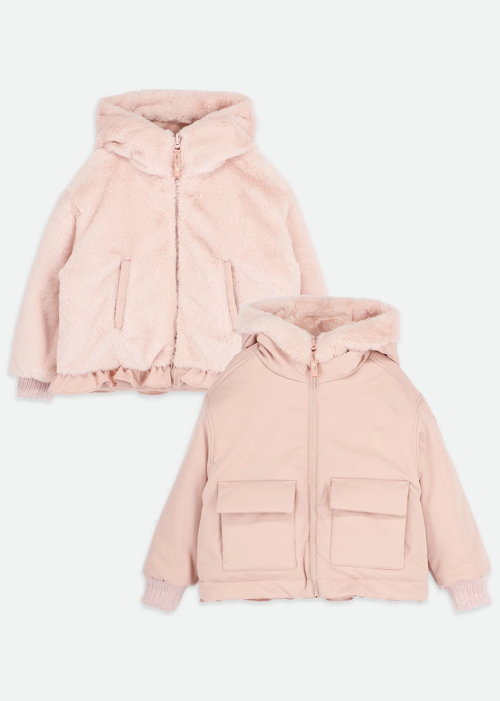 Cathleen Reversible Hooded Coat Pink