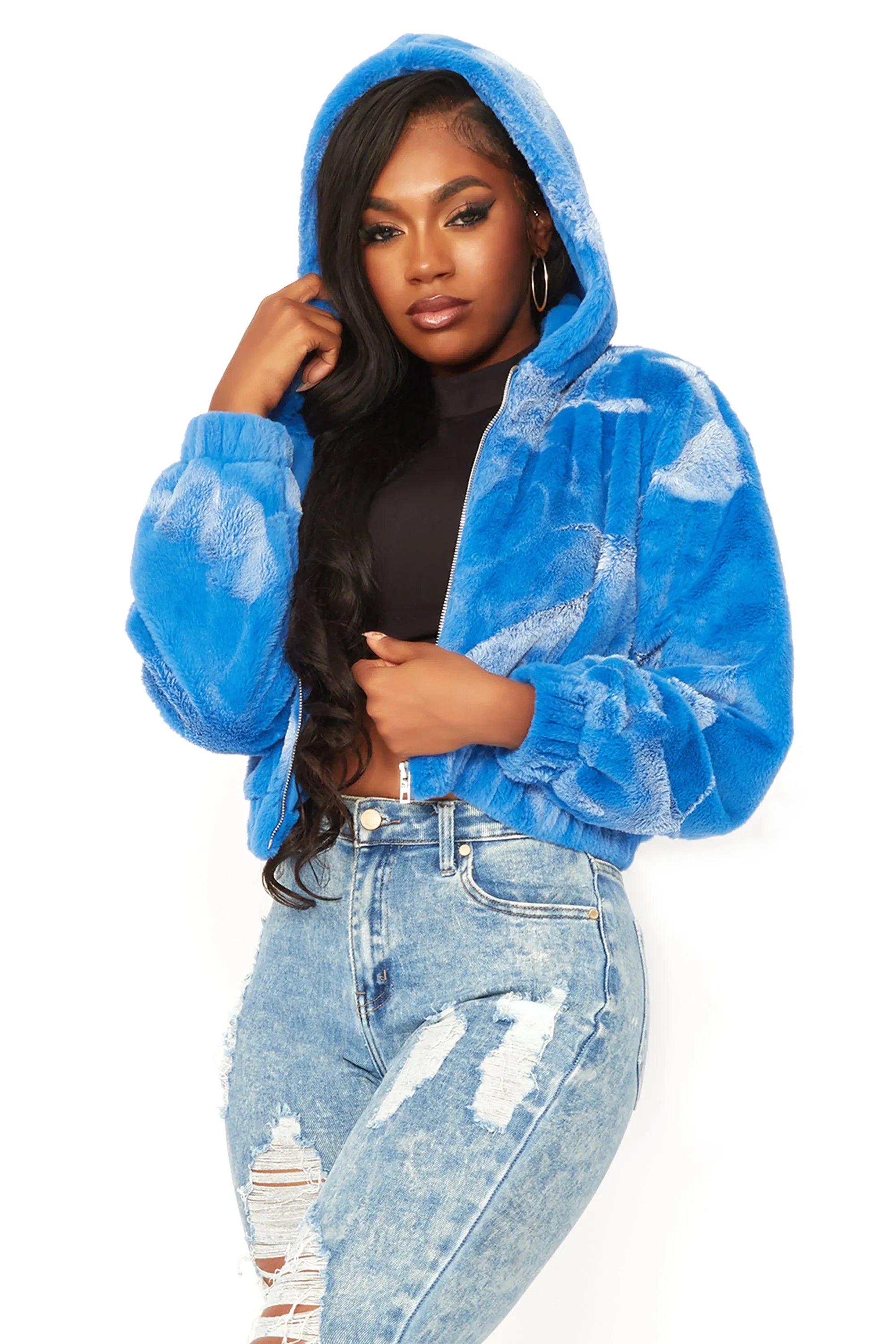 Charise Blue Fur Jacket