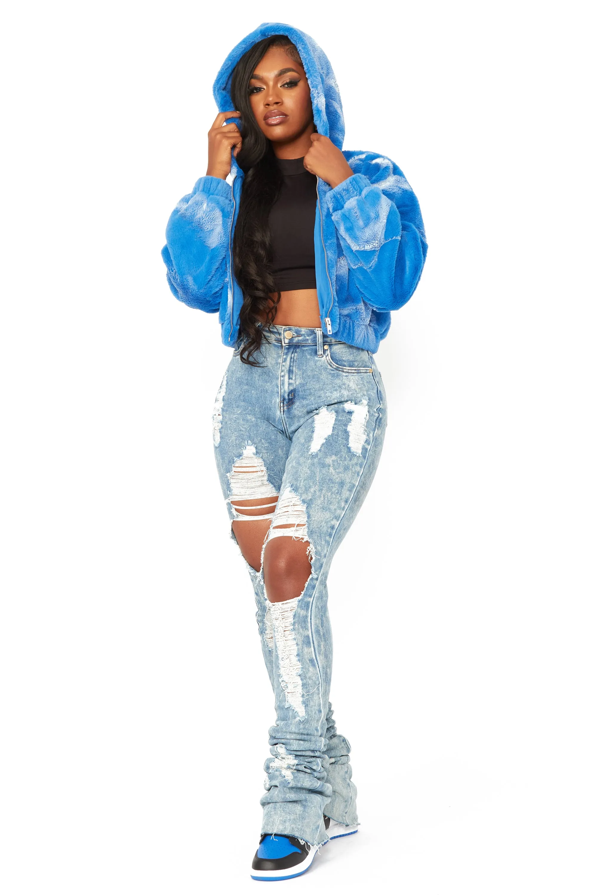 Charise Blue Fur Jacket