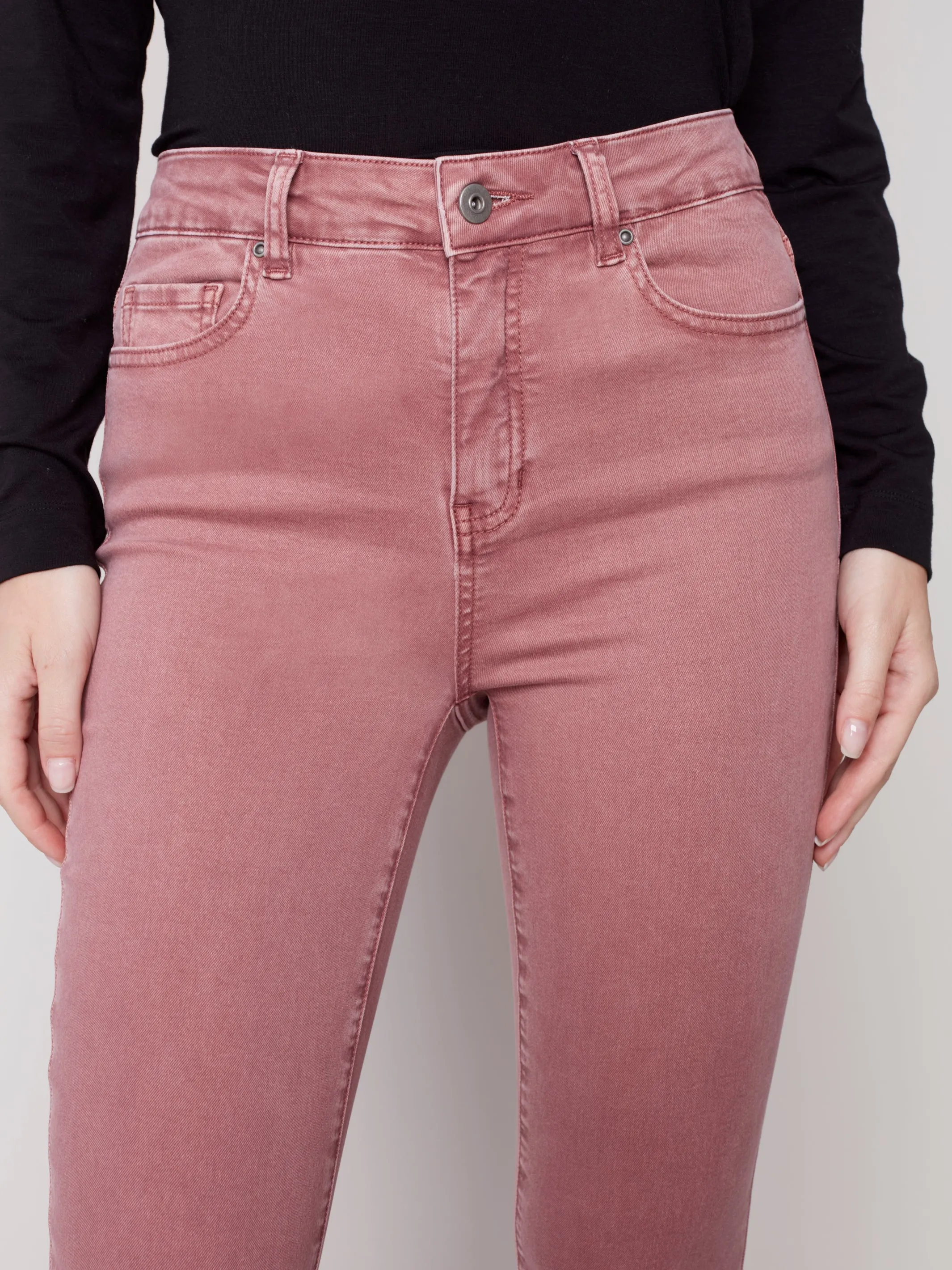 Charlie B Frayed Asymmetrical Hem Jeans