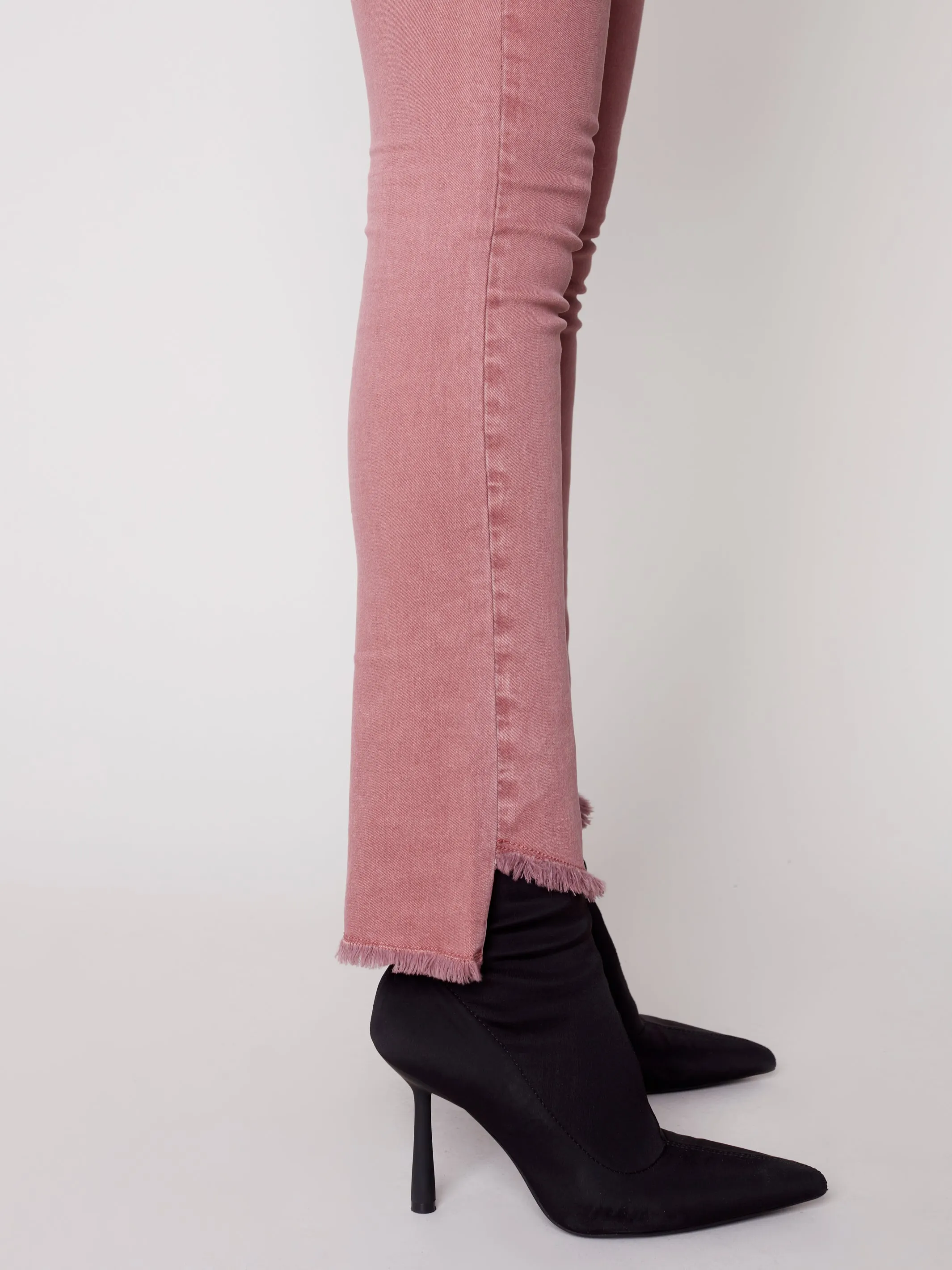 Charlie B Frayed Asymmetrical Hem Jeans