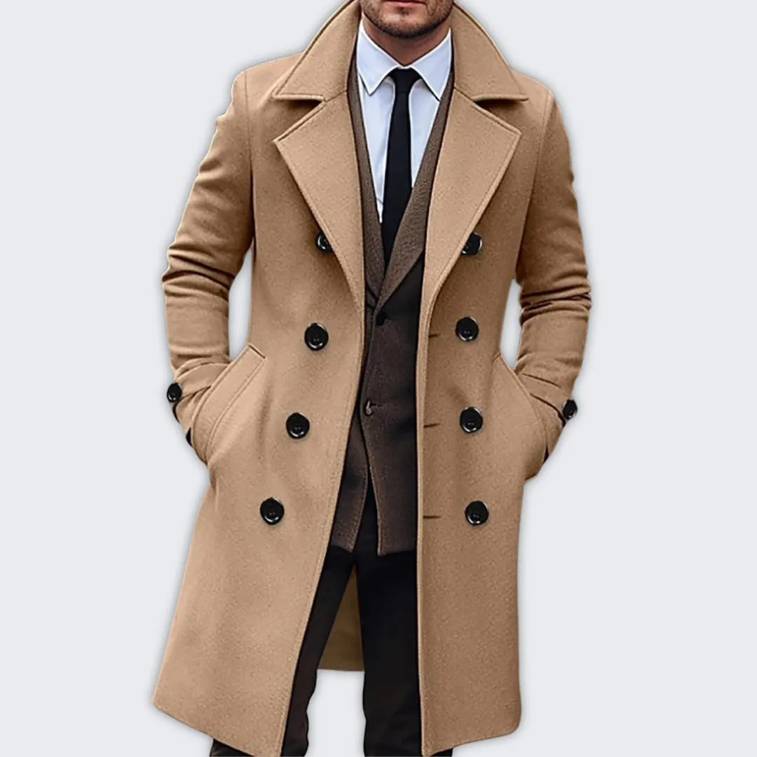 Chic Men's Long Trench Coat | Jude - Elegant & Warm Outerwear