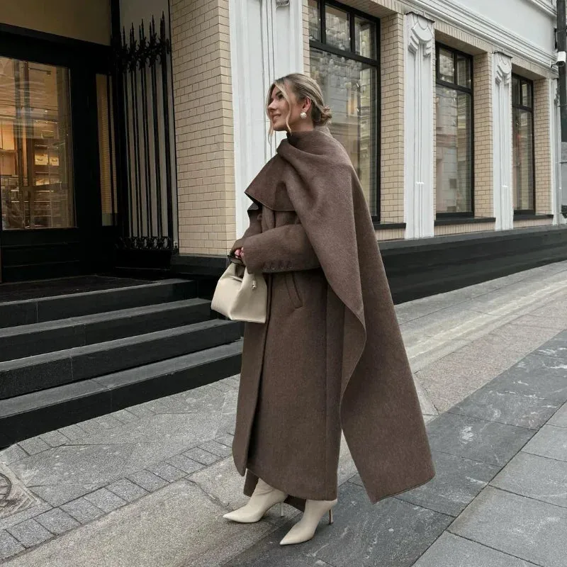 Chic Scarf trench coat long and short trench coat peacoat