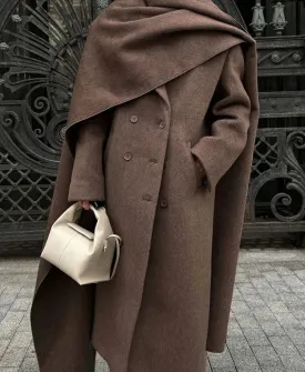 Chic Scarf trench coat long and short trench coat peacoat