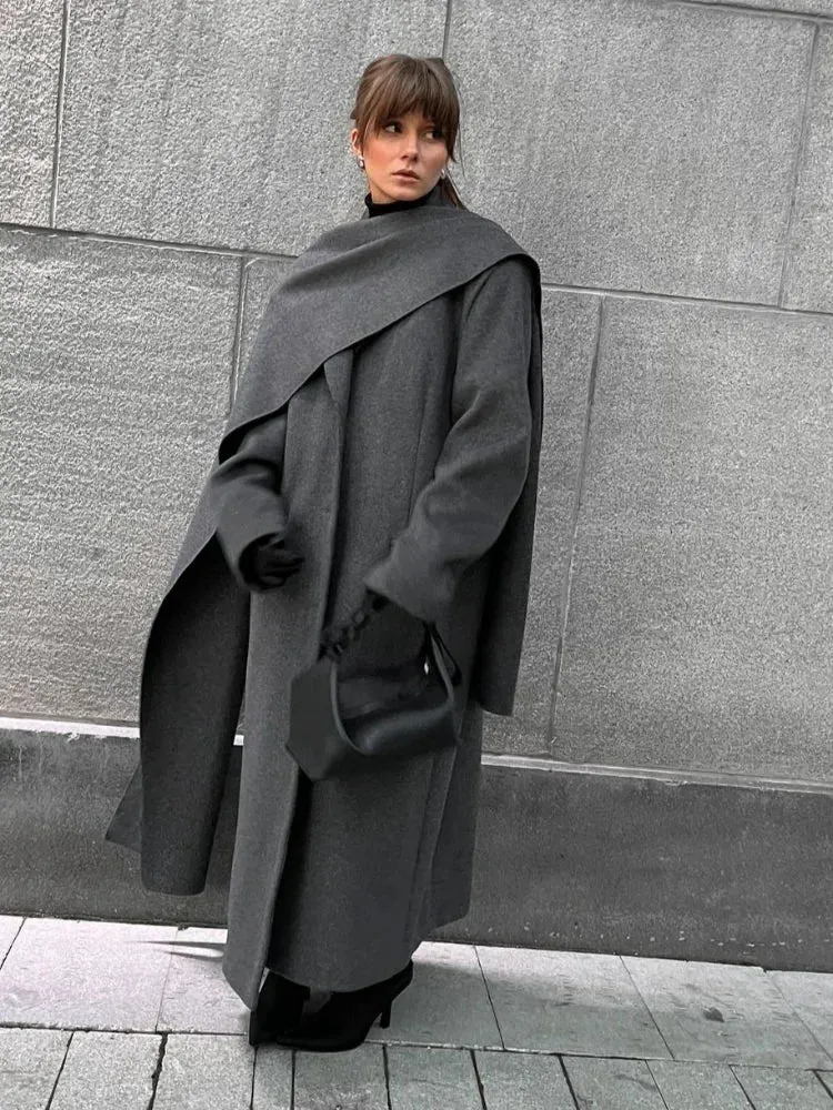 Chic Scarf trench coat long and short trench coat peacoat