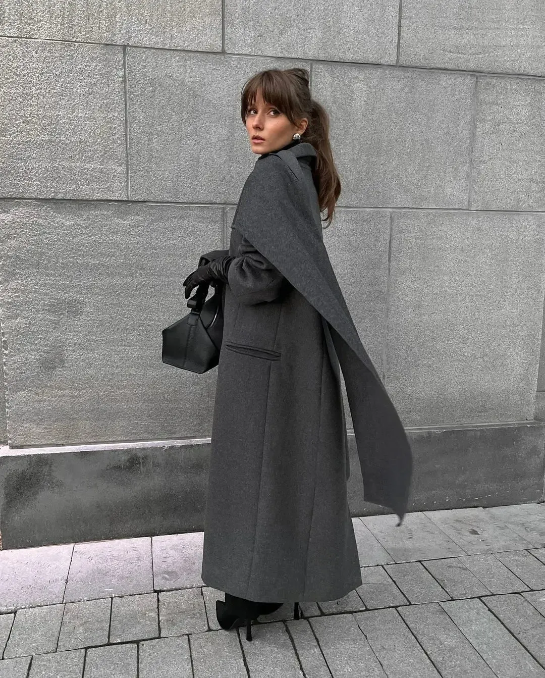 Chic Scarf trench coat long and short trench coat peacoat