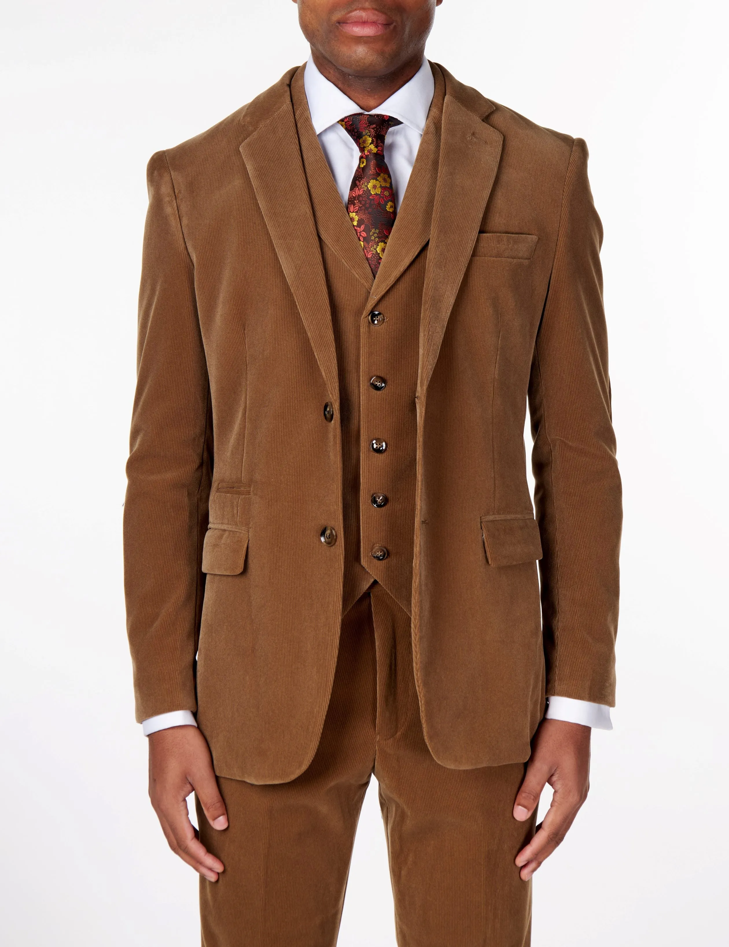 CORDUORY TAILORED FIT SUIT IN TAN