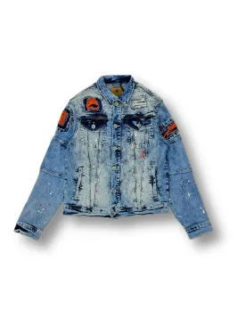 Create 2mrw Denim Blue orange jean jacket