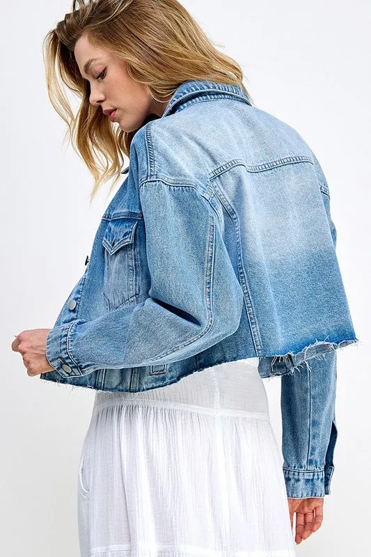 CROP DENIM JACKET (LT. WASH)