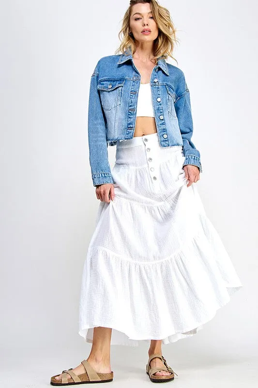 CROP DENIM JACKET (LT. WASH)