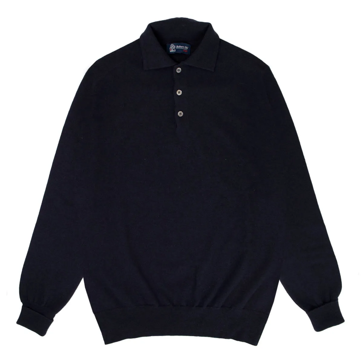 Dark Navy Oban 3 button 2ply Cashmere Polo Sweater