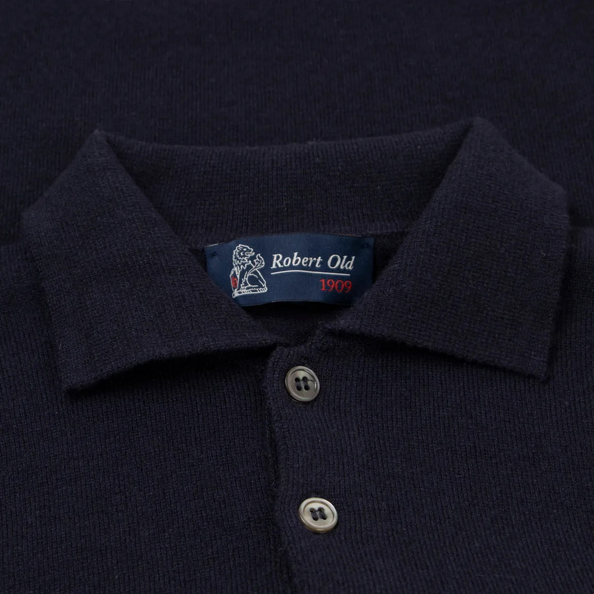 Dark Navy Oban 3 button 2ply Cashmere Polo Sweater