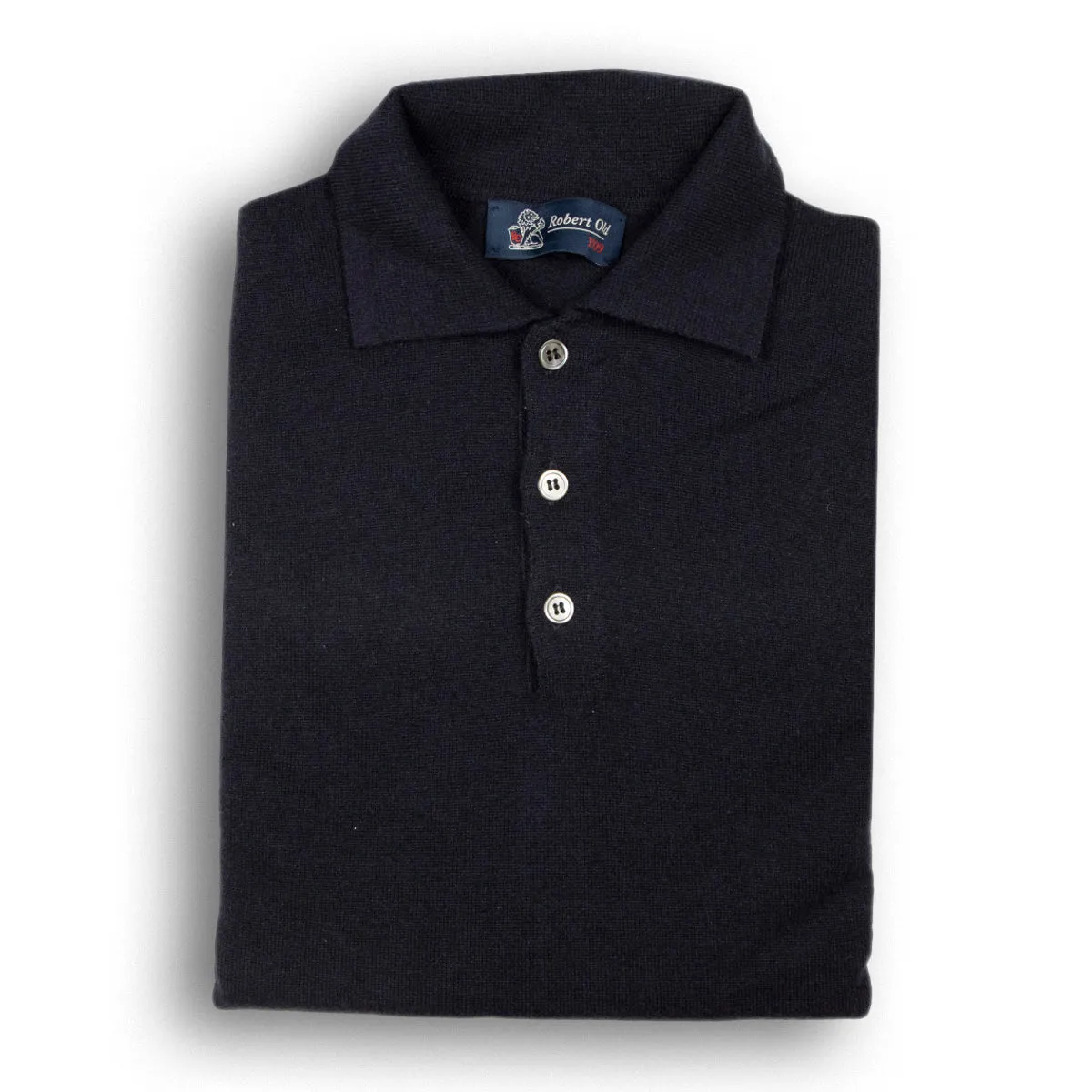 Dark Navy Oban 3 button 2ply Cashmere Polo Sweater