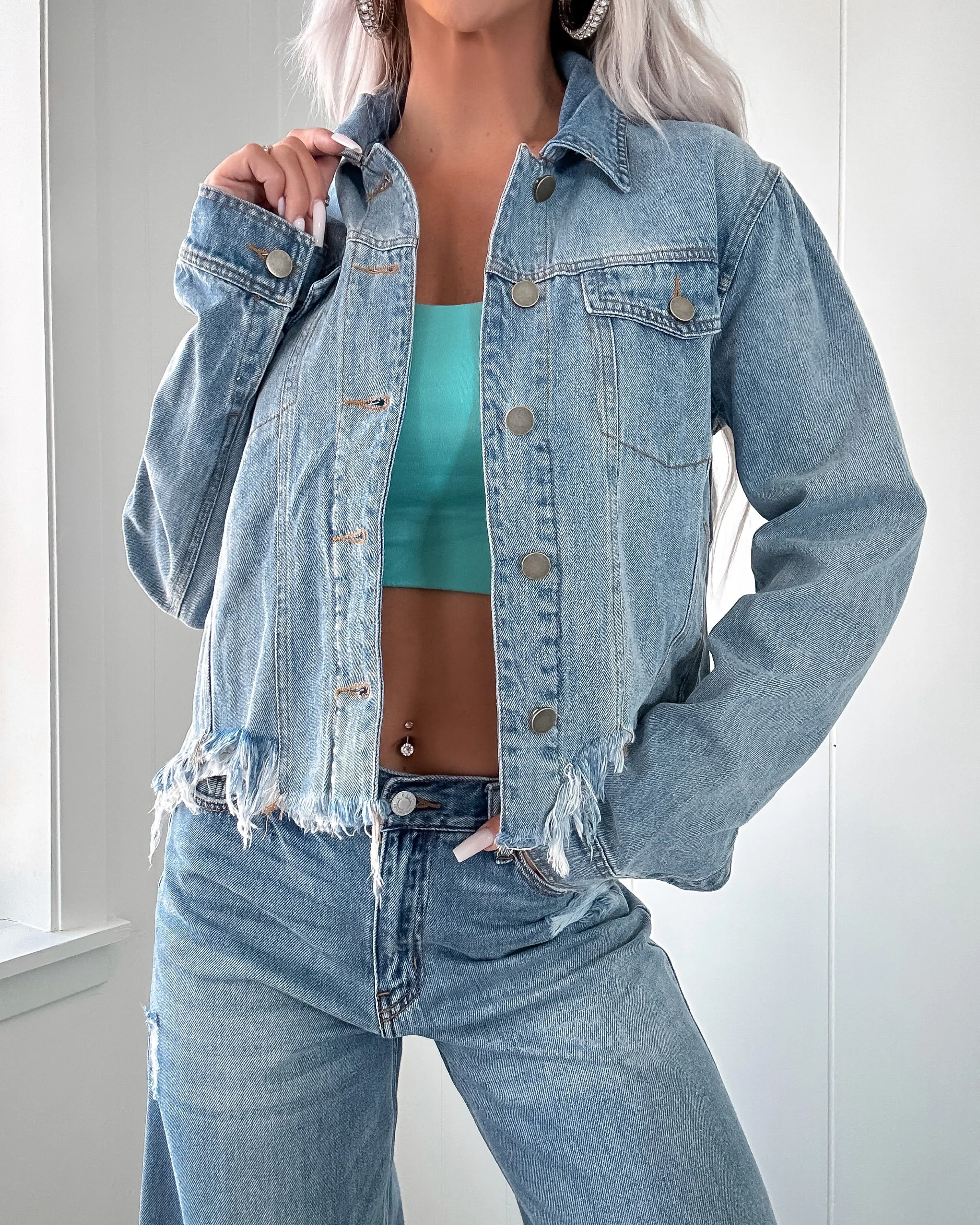 Denim Dreams Frayed Hem Jacket