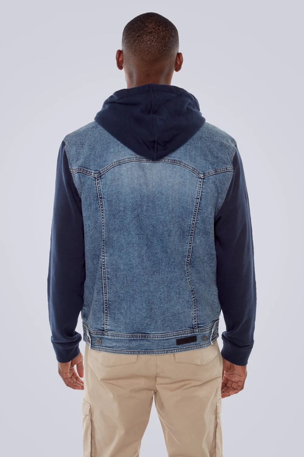 Denim Hybrid Hoodie Jacket - Light Blue Wash