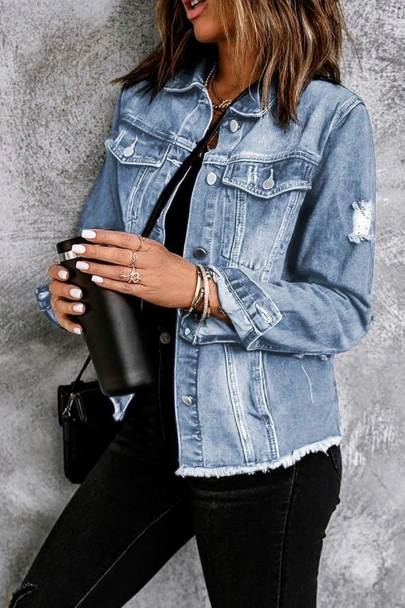 Distressed Color Denim Jacket