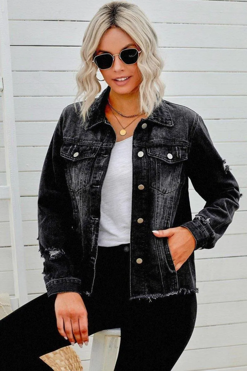 Distressed Color Denim Jacket