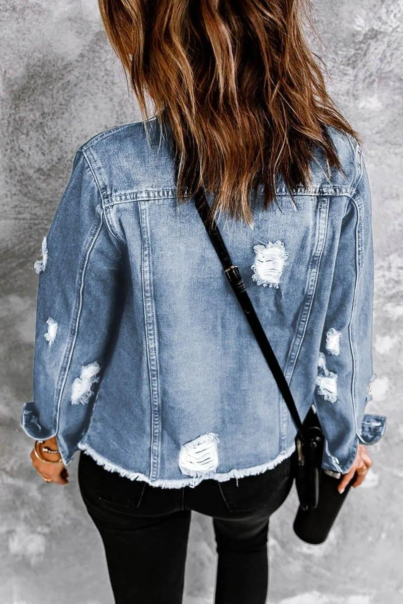 Distressed Color Denim Jacket