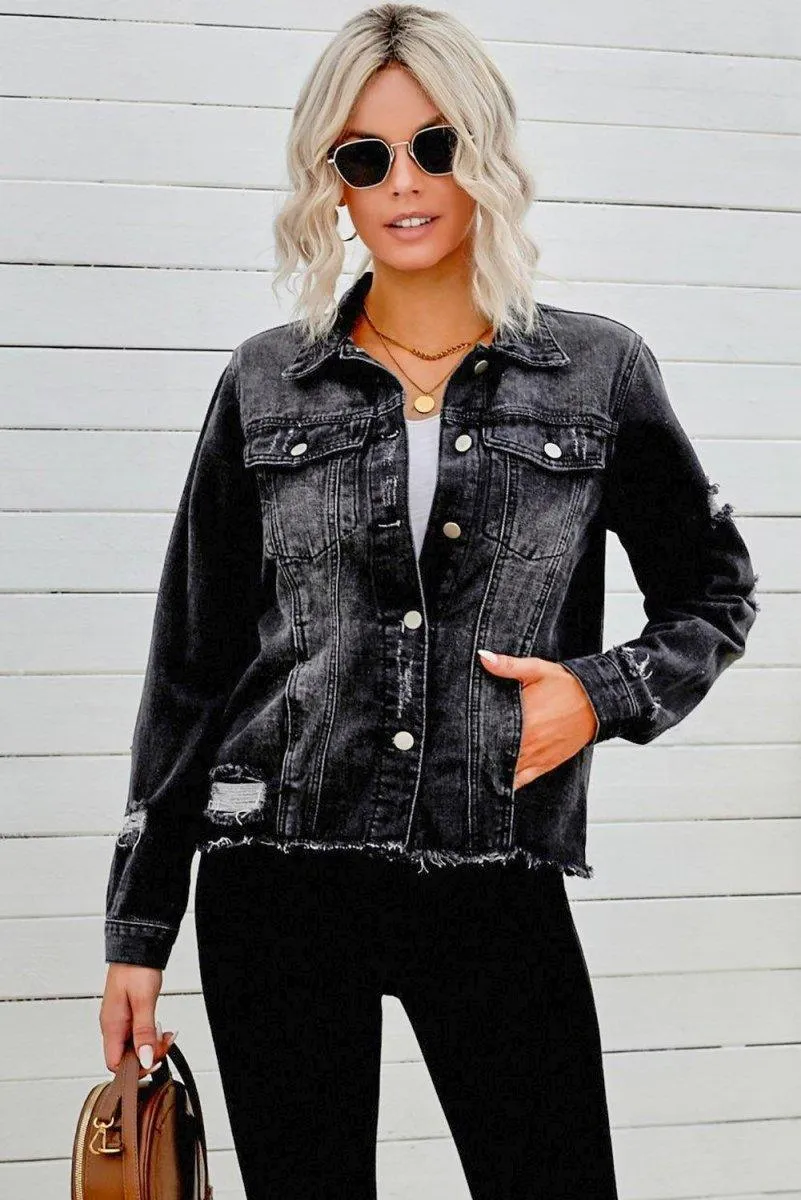 Distressed Color Denim Jacket