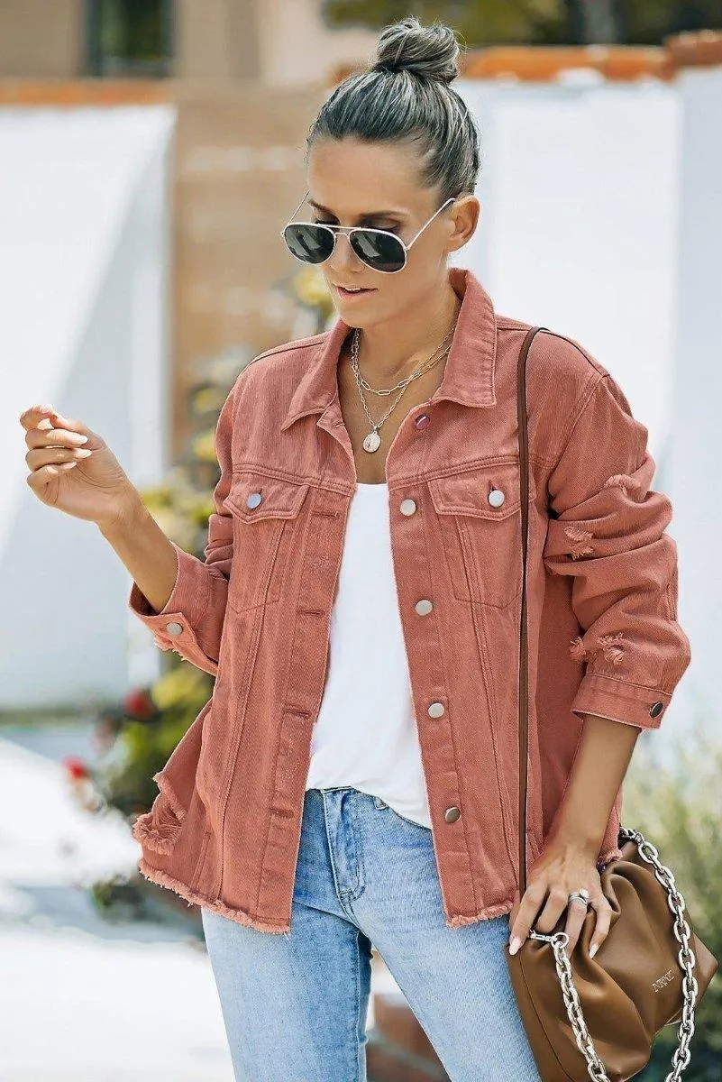 Distressed Color Denim Jacket