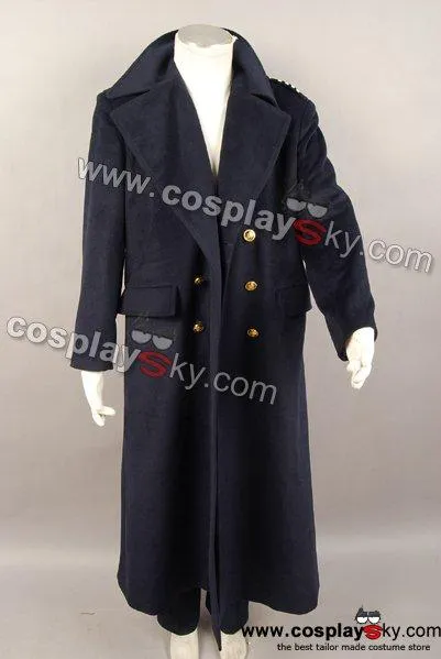 Doctor Who Dr. Dark Blue or Black Wool Trench Coat Costume Ver2